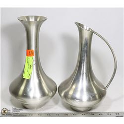 PAIR OF VINTAGE PEWTER DECANTERS