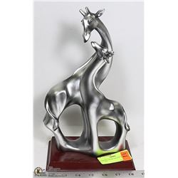 PEWTER COLOR GIRAFFE STATUE, 12" TALL