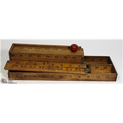 3PC VINTAGE WOOD SEAMSTRESS MEASURING TOOLS
