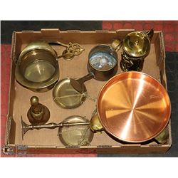 FLAT OF VARIOUS ESTATE BRASS ITEMS