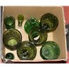 Image 1 : BOX OF ESTATE GREEN VASES & MORE