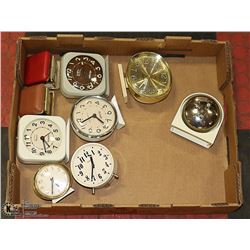 FLAT OF VINTAGE ALARM CLOCKS
