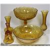Image 1 : FLAT OF ASSORTED VINTAGE AMBER GLASS DISHES