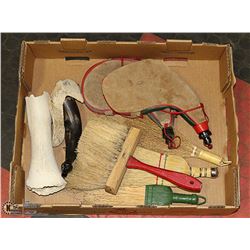 FLAT WITH WINE SKINS, VINTAGE HAND BROOMS & MORE