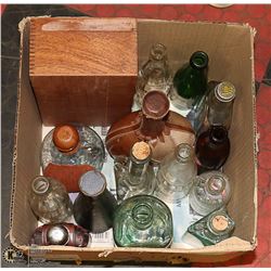 BOX OF VINTAGE LIQUOR BOTTLES