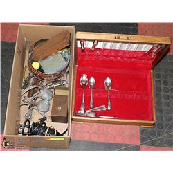 BOX OF VINTAGE TOOLS AND MORE