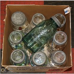 BOX OF VINTAGE LARGE MASON JARS