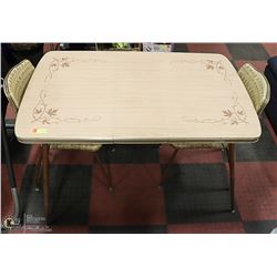 VINTAGE CHROME AND ARBORITE TABLE WITH LEAF.