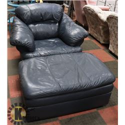LEATHER CHAIR AND OTTOMAN