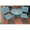 Image 1 : BLUE METAL PATIO TABLE AND 2 CHAIRS