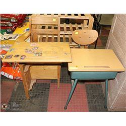 2PCS SINGLE SCHOOL DESK, METAL FRAME