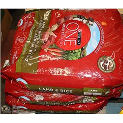 3 14KG BAGS OF PURINA LAMB AND RICE DOG FOOD.
