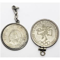 2-MEXICO SILVER COINS 1968 OLYMPIAD