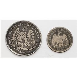 Mexico 1886 Mo M SILVER 25 Centavos
