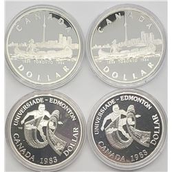 2-1983, 2-1984 PROOF SILVER CANADA DOLLARS