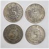 Image 1 : 4-GERMAN 5 DEUTSCHE MARK SILVER COINS