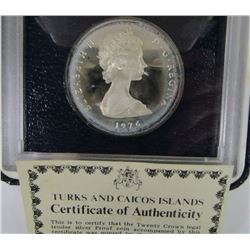 1976 TURKS nd CAICOS ISLANDS 20 CROWN
