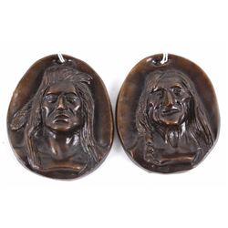 Charles M. Russell Bronze Indian Head Plaques