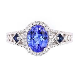 AAA Quality Tanzanite & Diamond 14K Ring
