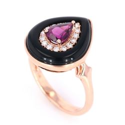 Vintage Helzberg Rhodolite & Diamond 10K Ring
