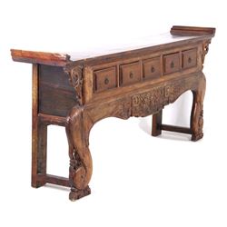 Early Chinese Side Table Elaborate Carving 1800-