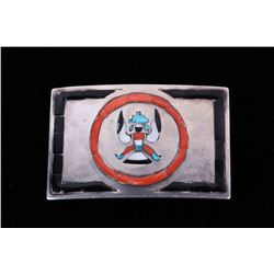 Navajo Eagle Kachina Multistone Inlaid Belt Buckle