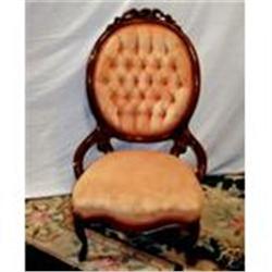 Lovely Peach Colored Victorian Velvet Chair  #1037469
