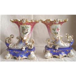Pair of Jacob Petit Cornucopia Vases #1037711