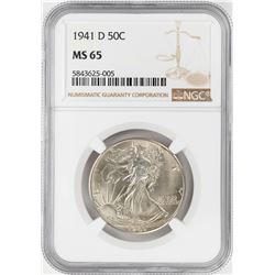 1941-D Walking Liberty Half Dollar Coin NGC MS65