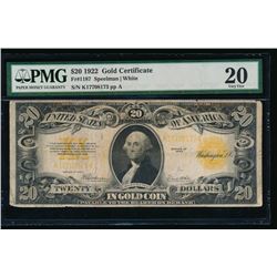 1922 $20 Gold Certificate PMG 20