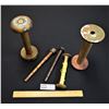 Image 1 : Lot of 2 Large and 3 Small Vintage Textile Mill Wood Spools