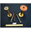 Image 1 : Lot of 2 Large and 3 Small Vintage Textile Mill Wood Spools