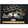 Image 1 : Vintage Baking Lot includes Ovenex Cookie Sheet and Muffin TIns, Jell-O Molds and Nutgrinder