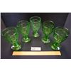 Image 1 : Set of 5 Vintage Green Depression Glass Water Goblets