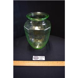 Vintage Green Uranium Depression Glass Vase