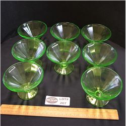 Set of 8 Green Uranium Depression Glass Parfait Goblets