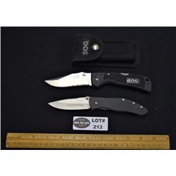 Winchester Folding Lock Blade with Clip and SOG Magnadot Folding Lock Blade with Belt Pouch