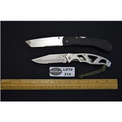 Cold Steel Tanto Voyageur Lock Blade with Pocket Clip and Gerber Frame Lock with Pocket Clip