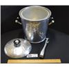 Image 1 : Hammered Aluminum Ice Bucket with Bakelite Handles includes Liner and Ice Tongs