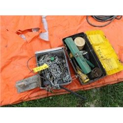 CEMENT TROWEL, CHAIN, PLUG-INS, SMALL TOOLBOX