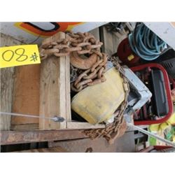 BOX WITH CHAIN, STRAPS, ANTENNA