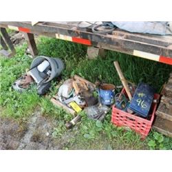 4 BOXES WITH MISC TOOLS (UNDER TRAILER)