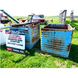 2 BLUE METAL BINS WITH CONTENTS