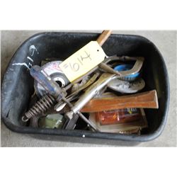 BLACK BIN C/W CLAMPS & MISC TOOLS