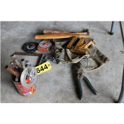 STAPLER, HANDLES, WRENCHES, TAPE MEASURE, ETC