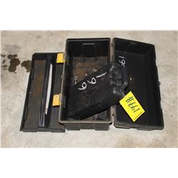 BLACK TOOLBOX C/W WRENCHES, SOCKETS, ETC