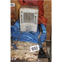 HEATER, TARP, SNOW BRUSH, ETC