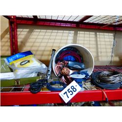 VARIOUS WIRE, TRAILER PLUGS, 400 WATT INVERTER, ETC