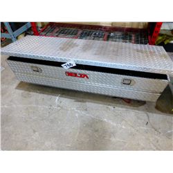 METAL CHECKERPLATE TOOLBOX (APPROX 58.5" X 18.5") (CONTENTS NOT INCLUDED)