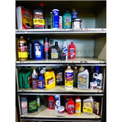 4 ROWS OF OILS & POLISH IN BLACK CABINET